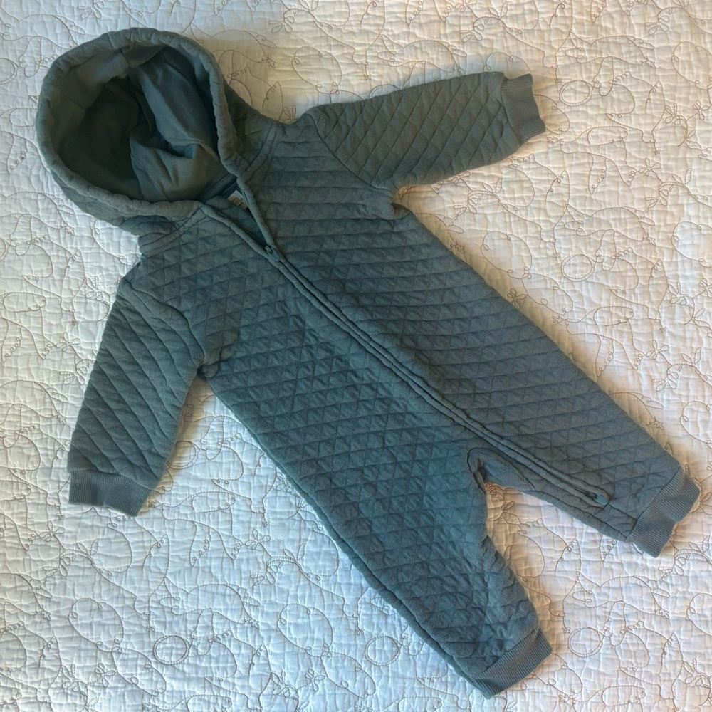 Carters 6M Baby Organic Cotton Quilted Double Knit Pram/Coverall with Hood